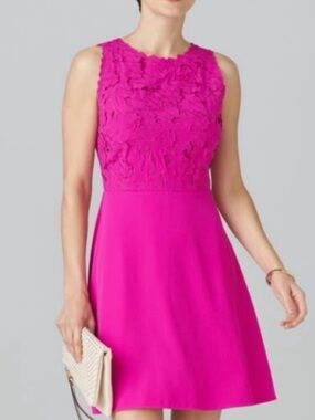 Laundry Shelli Segal dark pink floral cutout dress 8